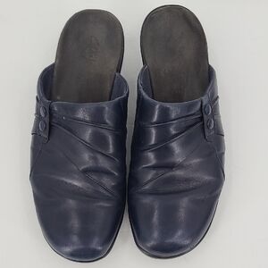 Clarks Blue Leather Mules